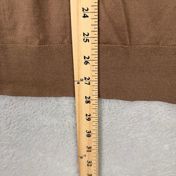 Uniqlo Mens Large V-Neck Sweater Mens Brown 100% Wool 460935 Fine Knit Classic - Picture 4 of 7